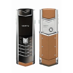 Vertu Signature V Stainless Steel Pure Silver Camel Brown
